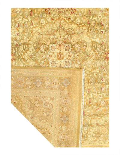 Canvello Beige Color Fine Hand Knotted Tabriz Design Rug - 10' X 14' - Canvello