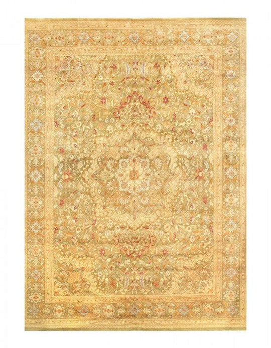 Canvello Beige Color Fine Hand Knotted Tabriz Design Rug - 10' X 14'