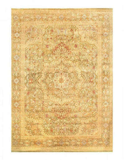 Canvello Beige Color Fine Hand Knotted Tabriz Design Rug - 10' X 14' - Canvello