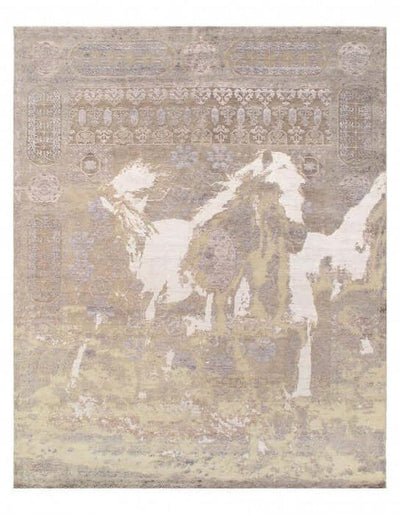 Canvello Beige color hand khotted fine modern rug 8' X 10'' - Canvello