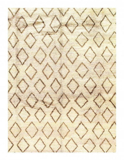 Beige color hand knotted Moroccon 8' X 9'11''