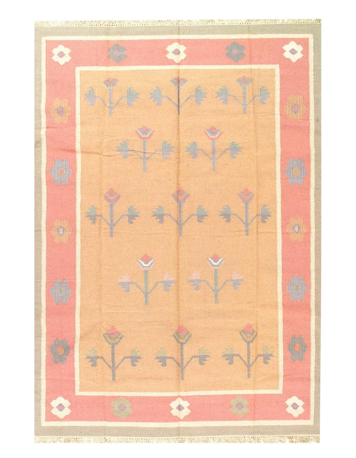 Canvello Beige Color Hand Woven Rug 6' X 9'