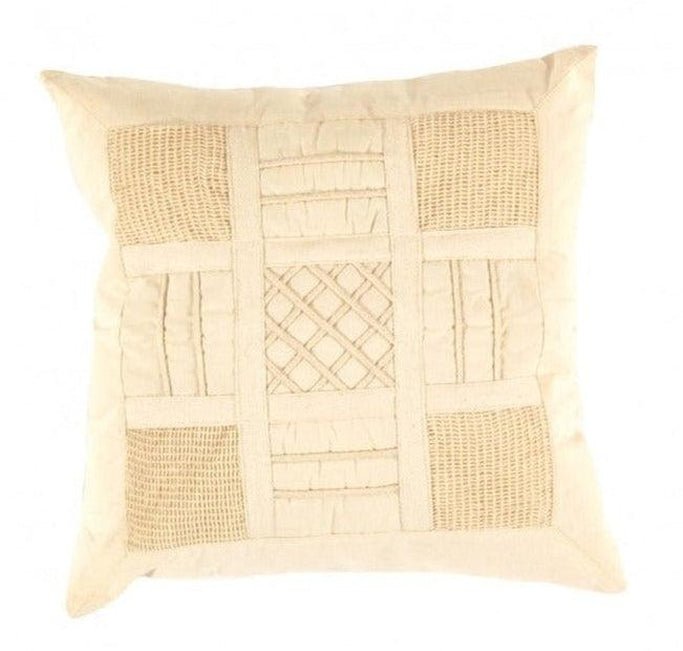 Canvello Beige Color Pure Cotton Throw Pillow - 16" X 16" - Canvello