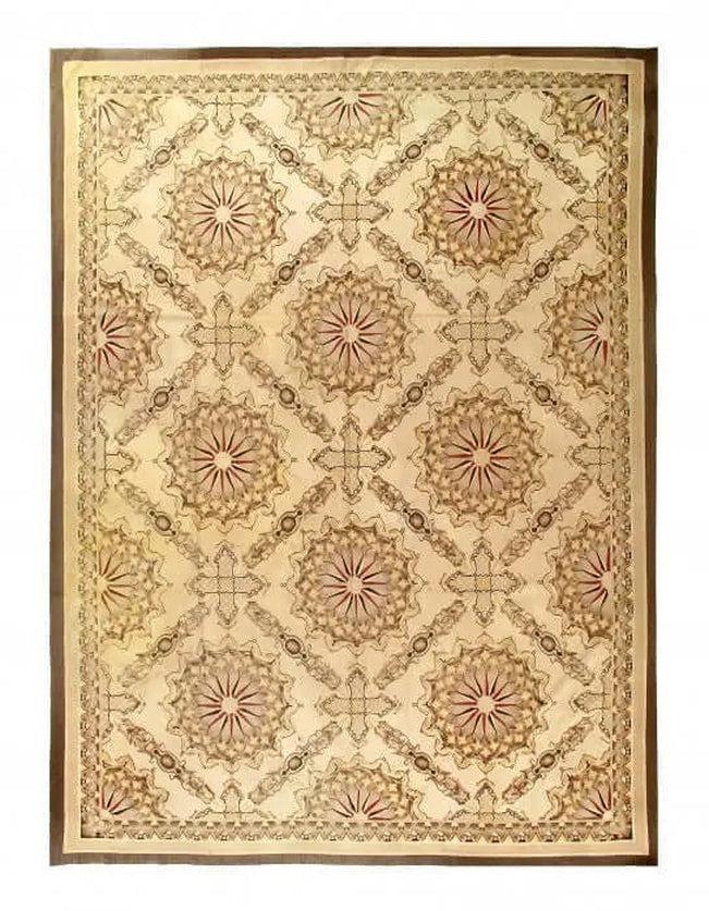 Canvello Beige Fine Hand Knotted Abusson Rug 10'3'' X 14' - Canvello