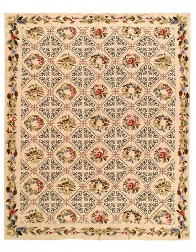 Beige Fine Hand Knotted Abusson Rug 7'6'' X 9'9''