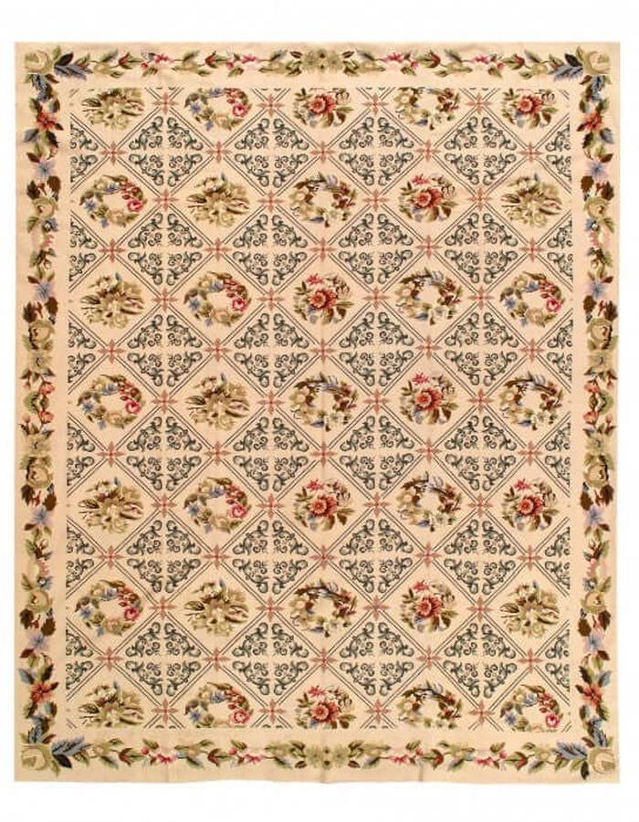 Canvello Beige Fine Hand Knotted Abusson Rug 7'6'' X 9'9'' - Canvello