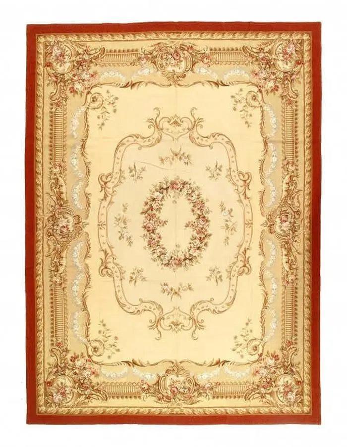 Canvello Beige Fine Hand Knotted Abusson Rug - 8'11'' X 12'1''