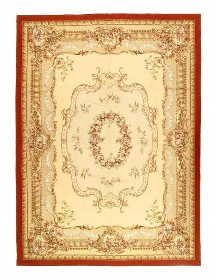 Canvello Beige Fine Hand Knotted Abusson Rug - 8'11'' X 12'1'' - Canvello