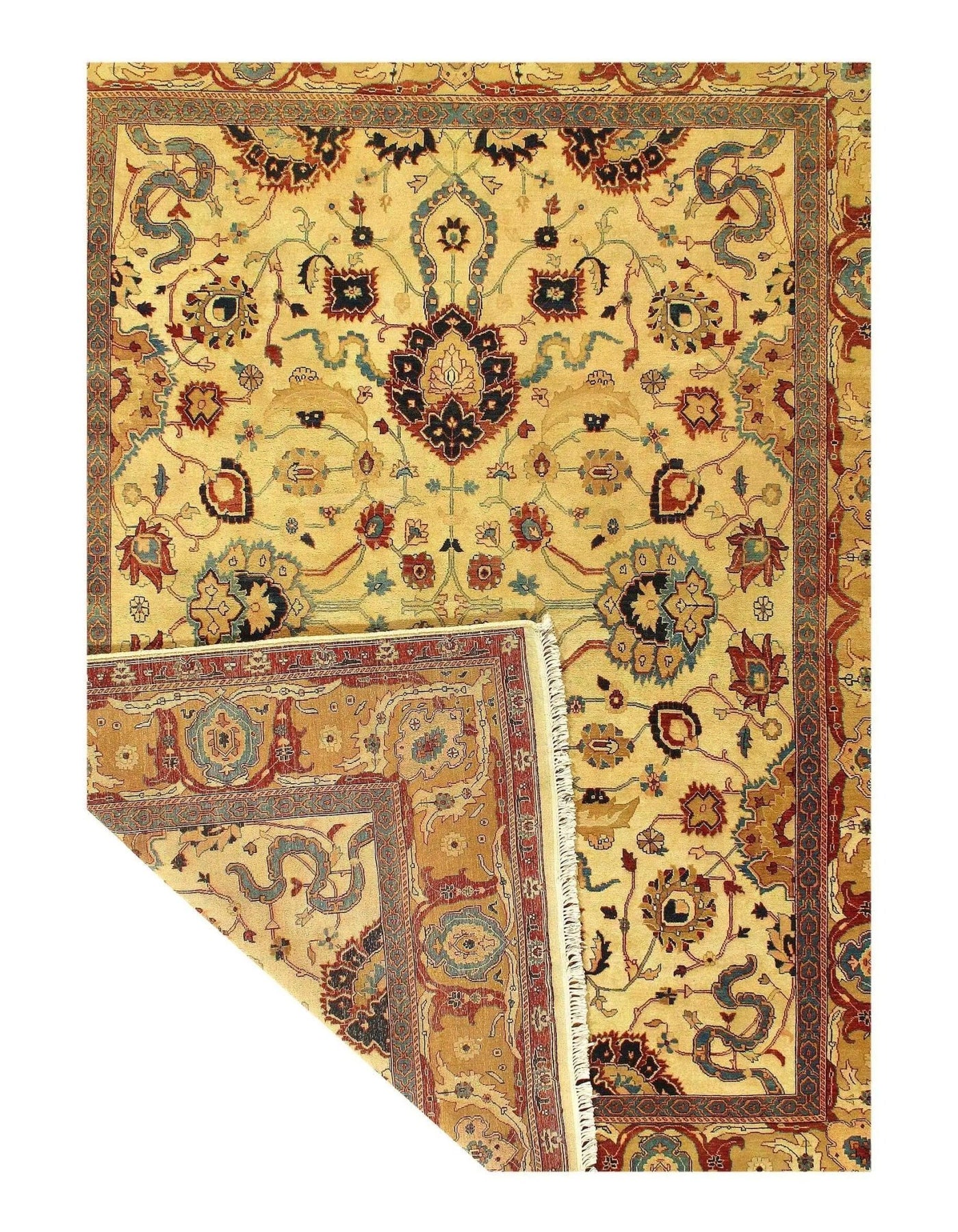 Canvello Beige Fine Hand Knotted Agra - 8' X 10' - Canvello