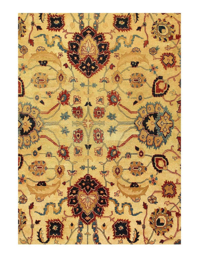 Canvello Beige Fine Hand Knotted Agra - 8' X 10' - Canvello