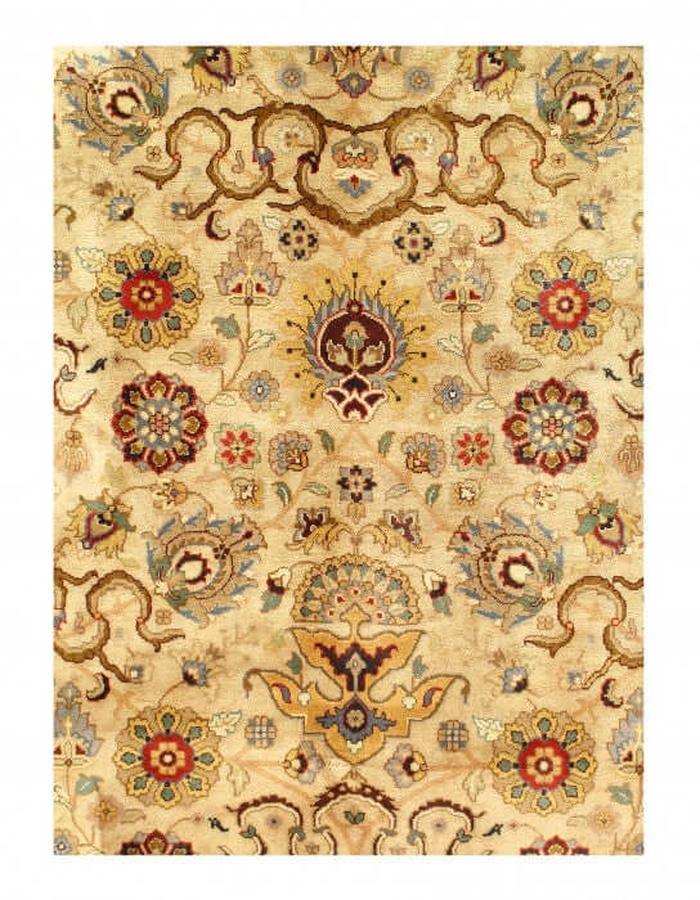 Canvello Beige Fine Hand Knotted Agra Rug 10' X 14' - Canvello