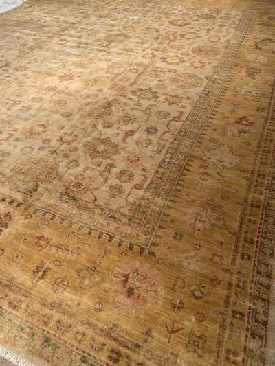 Canvello Beige Fine Hand Knotted Oushak 12' X 15'8'' - Canvello