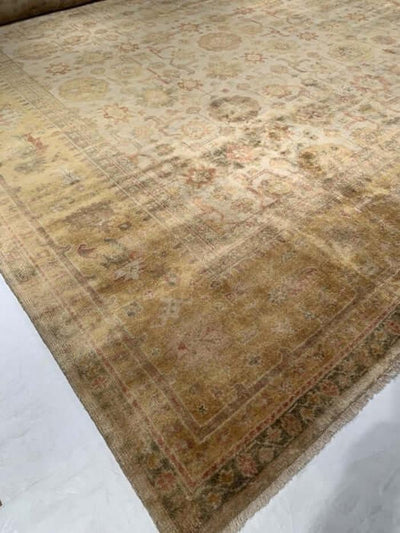 Canvello Beige Fine Hand Knotted Oushak 12' X 15'8'' - Canvello