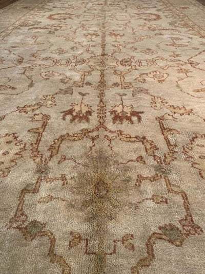 Canvello Beige Fine Hand Knotted Oushak Rug 8' X 25 - Canvello