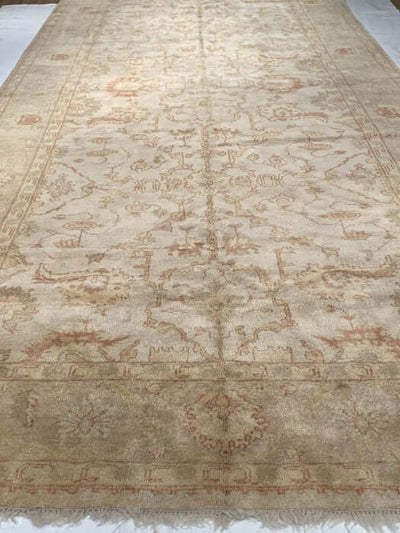 Canvello Beige Fine Hand Knotted Oushak Rug 8' X 25 - Canvello