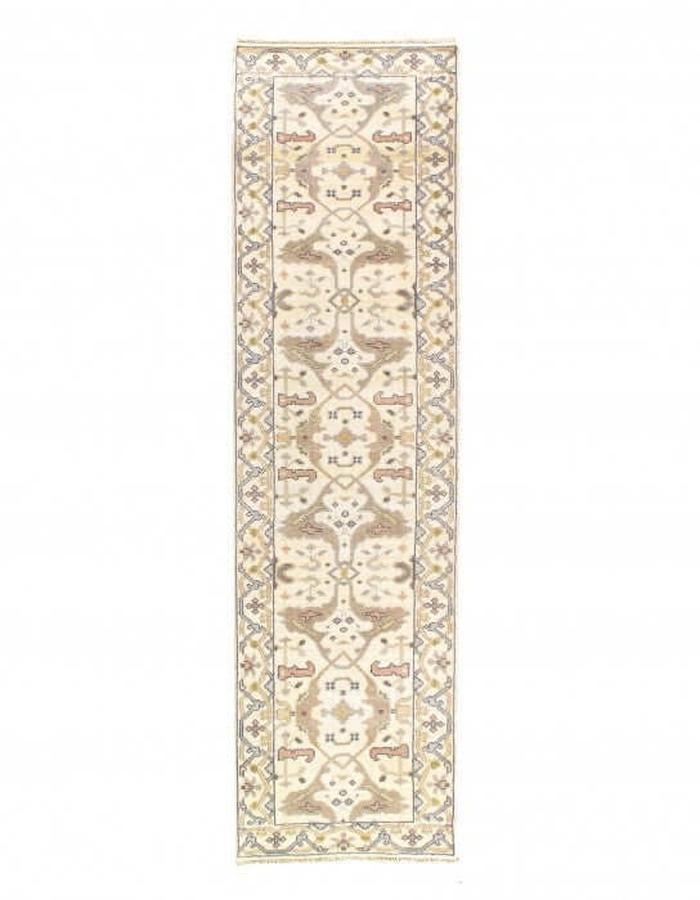 Canvello Beige Fine Hand Knotted Oushak Runner 2'8'' X 9'9'' - Canvello