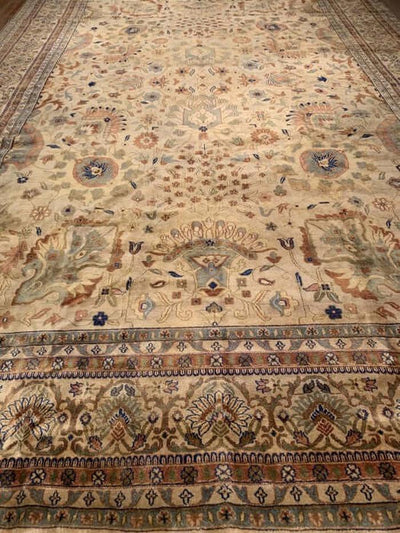 Canvello Beige Fine Hand Knotted Sultanabad 12' X 18' - Canvello