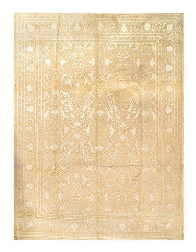 Canvello Beige fine Hand knotted Tabriz Design RUG - 9'9'' X 14' - Canvello