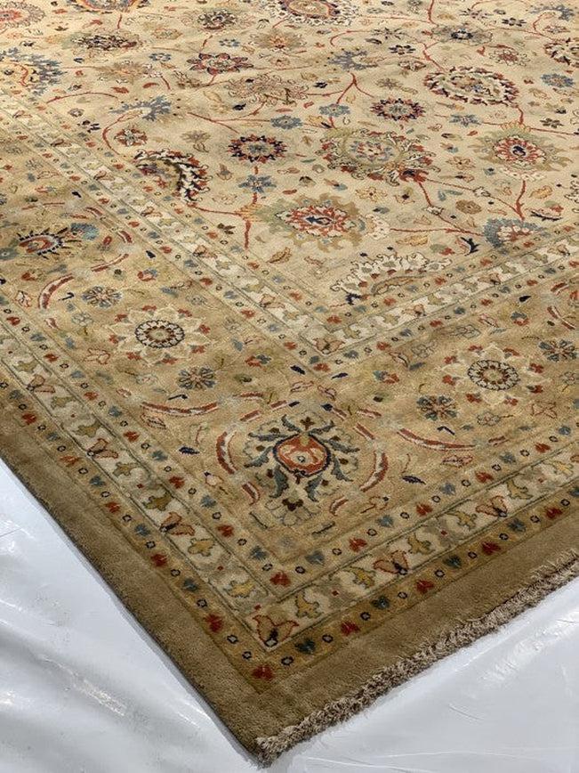 Canvello Beige fine Hand Knotted Tabriz Rug - 10' X 13'9'' - Canvello