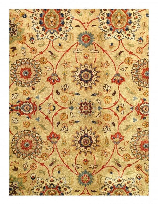 Canvello Beige fine Hand Knotted Tabriz Rug - 10' X 13'9'' - Canvello