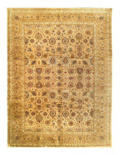 Canvello Beige fine Hand Knotted Tabriz Rug - 10' X 13'9'' - Canvello