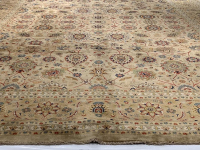 Canvello Beige fine Hand Knotted Tabriz Rug - 10' X 13'9'' - Canvello