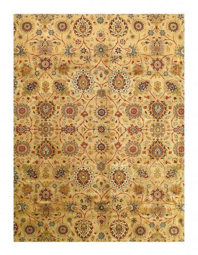 Canvello Beige fine Hand Knotted Tabriz Rug - 10' X 13'9'' - Canvello