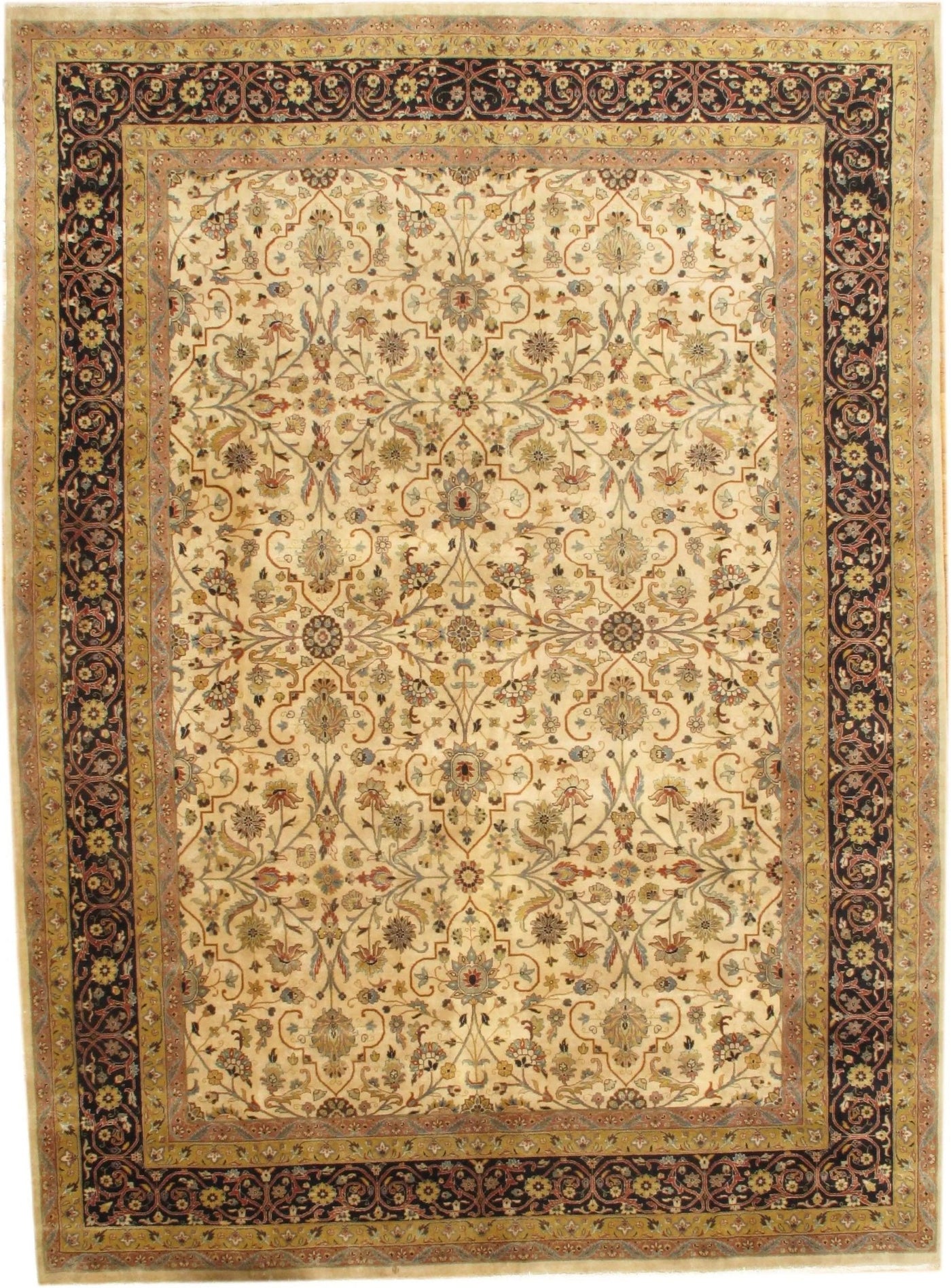 Canvello Beige Fine Tabriz Rug - 9' X 12' - Canvello