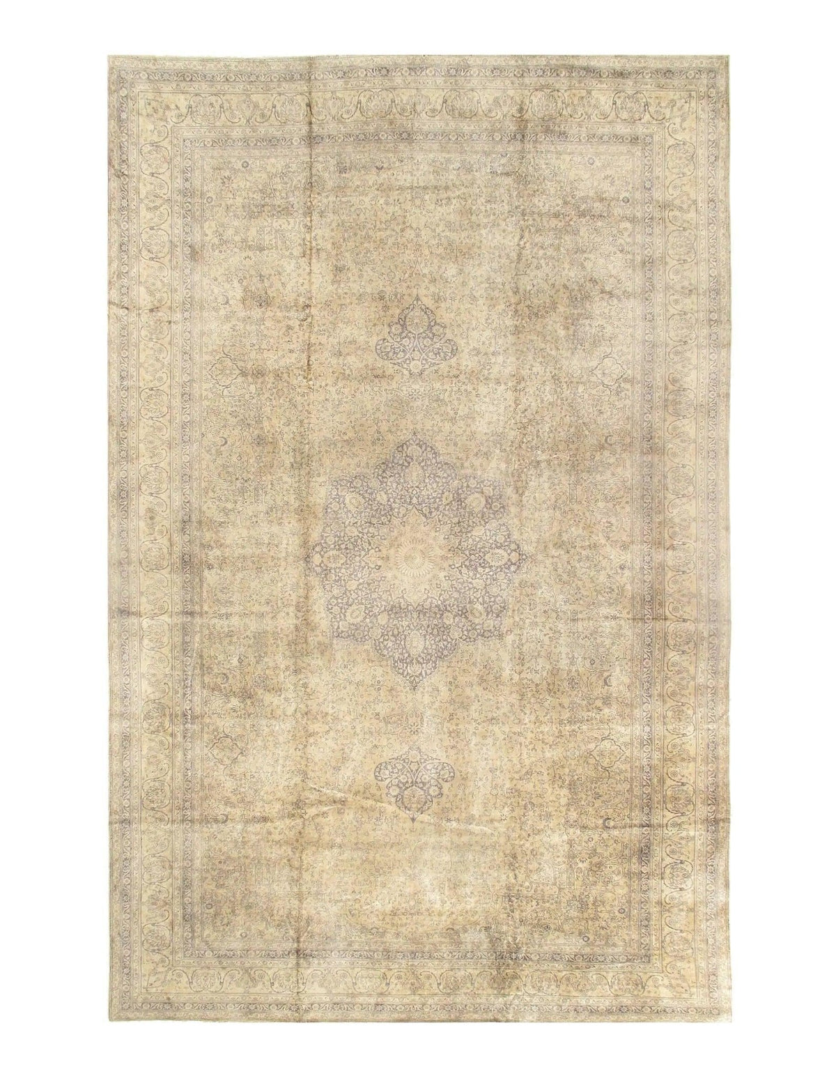 Canvello Beige Fine Turkish Antique Tabriz Rug -12' X 19'2''