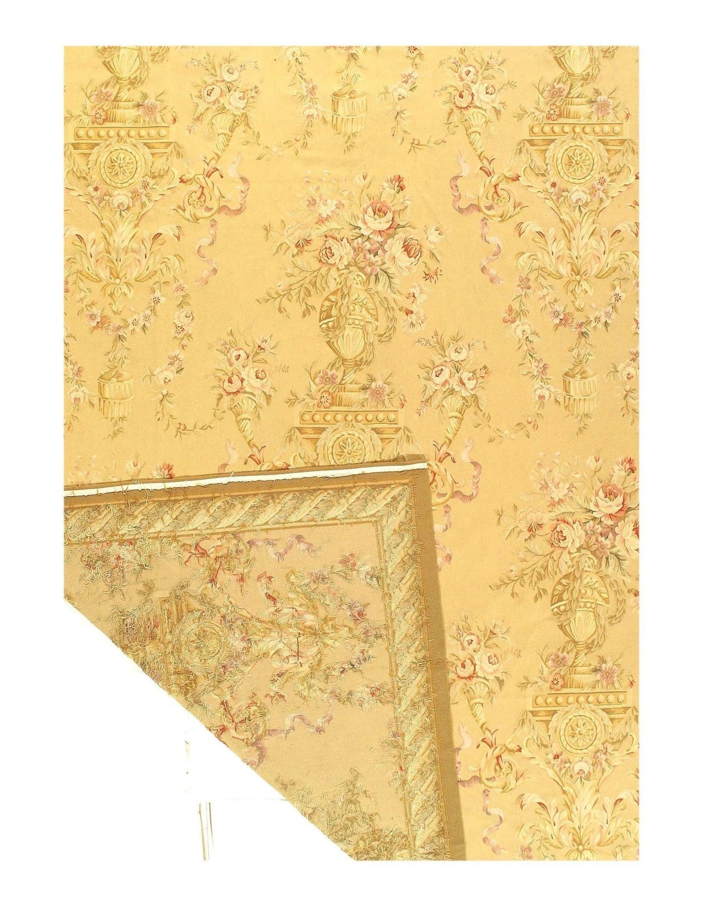 Canvello Beige Hand Knotted Aubusson Rug - 9' X 12'2'' - Canvello