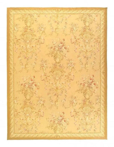 Canvello Beige Hand Knotted Aubusson Rug - 9' X 12'2'' - Canvello