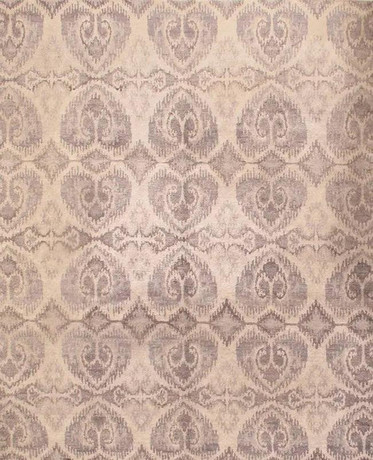 Canvello Beige Ikat Bambo Silk Rug - 8' X 10'