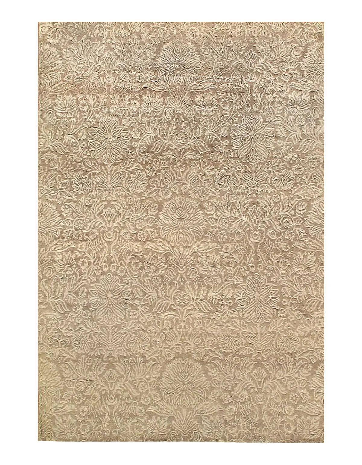 Canvello Beige Indo Tabriz Rug - 5'5" X 8' - Canvello