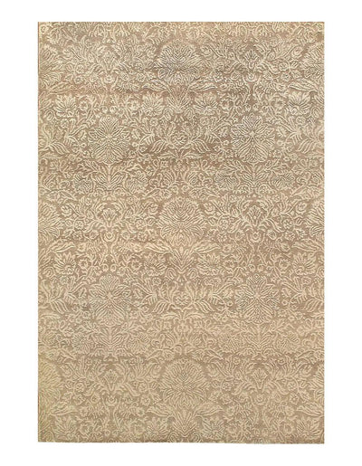 Canvello Beige Indo Tabriz Rug - 5'5" X 8' - Canvello