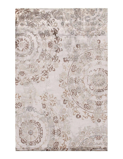 Canvello Beige Modern Bamboo Silk Rug - 6'x9' - Canvello