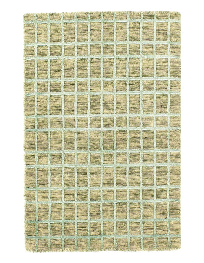 Canvello Beige Modern Crosshatch Hand - made Bamboo Silk Indo Rug - 2' x 3' (Available in Different Sizes) - Canvello