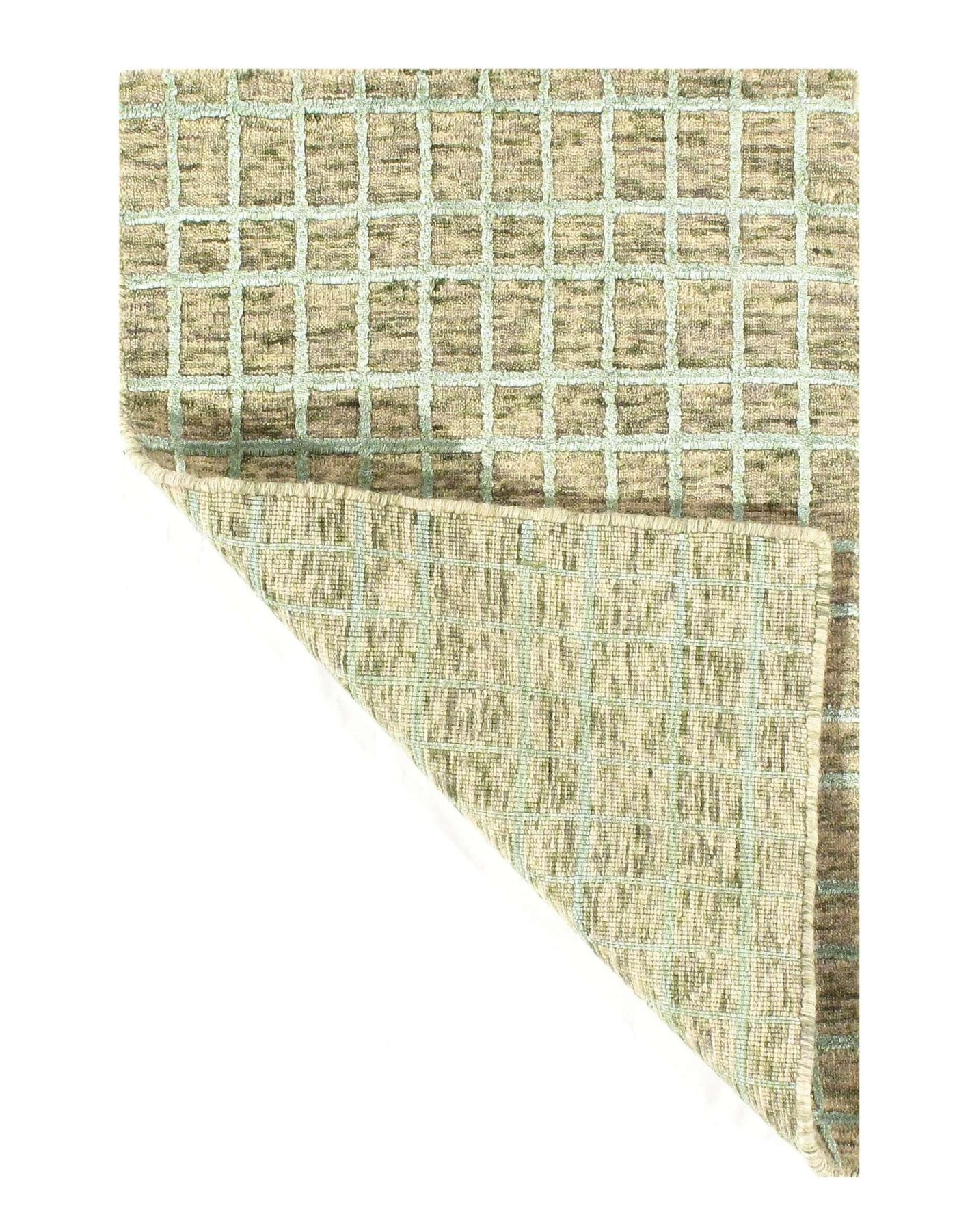 Canvello Beige Modern Crosshatch Hand - made Bamboo Silk Indo Rug - 2' x 3' (Available in Different Sizes) - Canvello