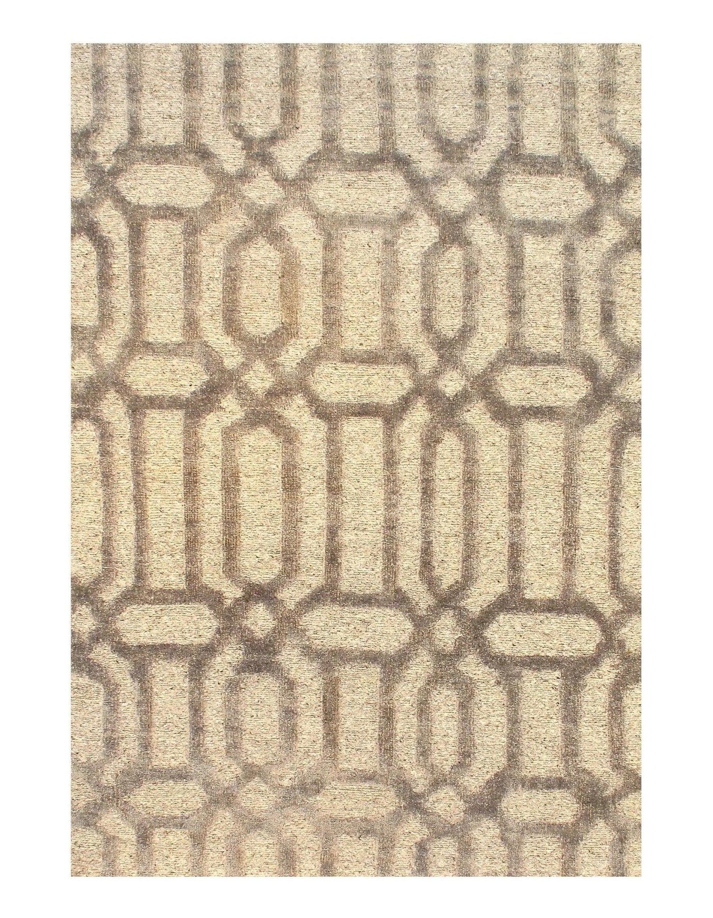 Canvello Beige Modern silk & wool Rug - 4'x6' - Canvello