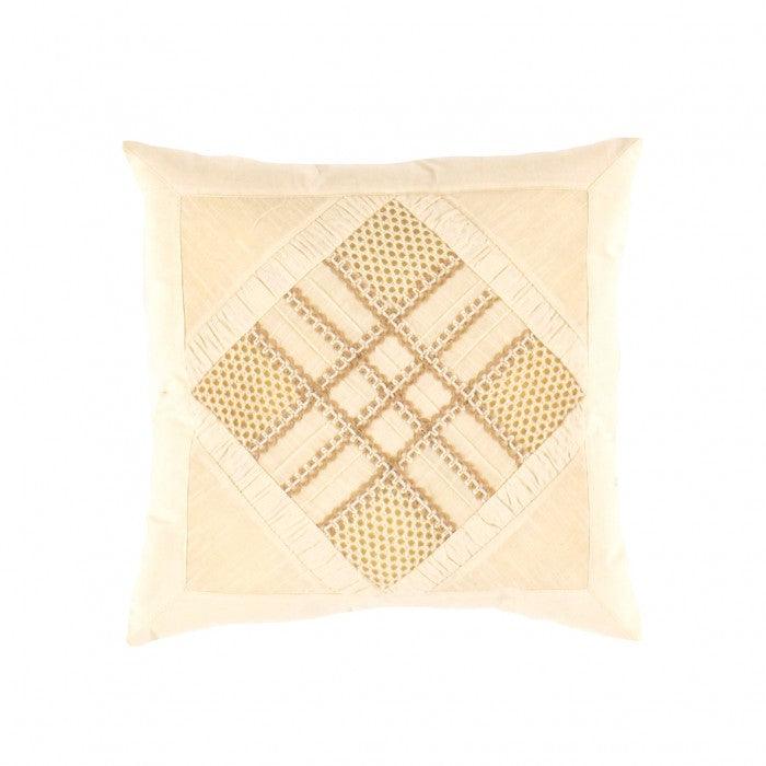 Canvello Beige Pure Cotton Throw Pillow - 16" X 16" - Canvello