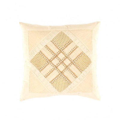 Canvello Beige Pure Cotton Throw Pillow - 16" X 16" - Canvello