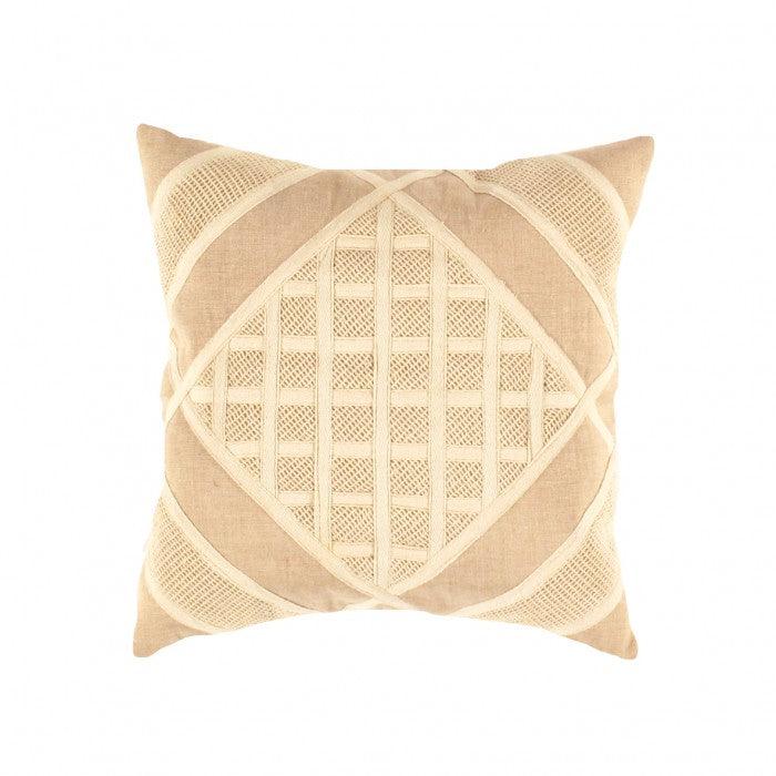 Canvello Beige Pure Cotton Throw Pillow - 16" x 16" - Canvello