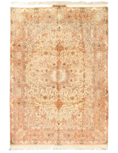 Beige Persian Isfahan Silk & wool Rug - 8'1'' x 11'11''