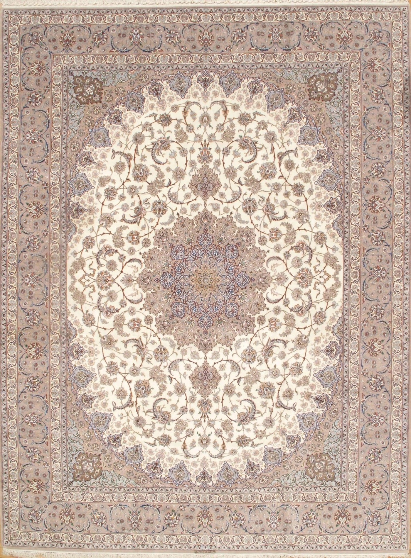 Canvello Beige Silkroad Isfahan Silk & wool - 9'11'' x 13'4'' - Canvello