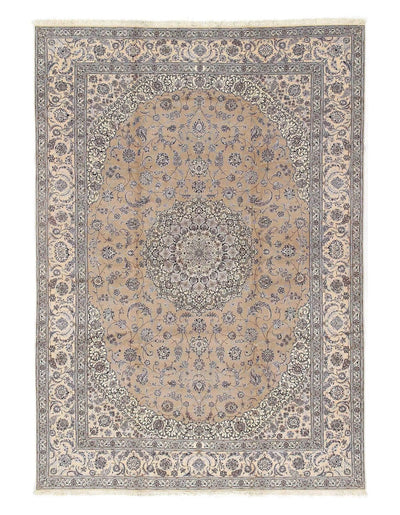 Canvello Beige Silkroad Nain silk & wool 6 LA Rug - 9'11"x13'11" - Canvello