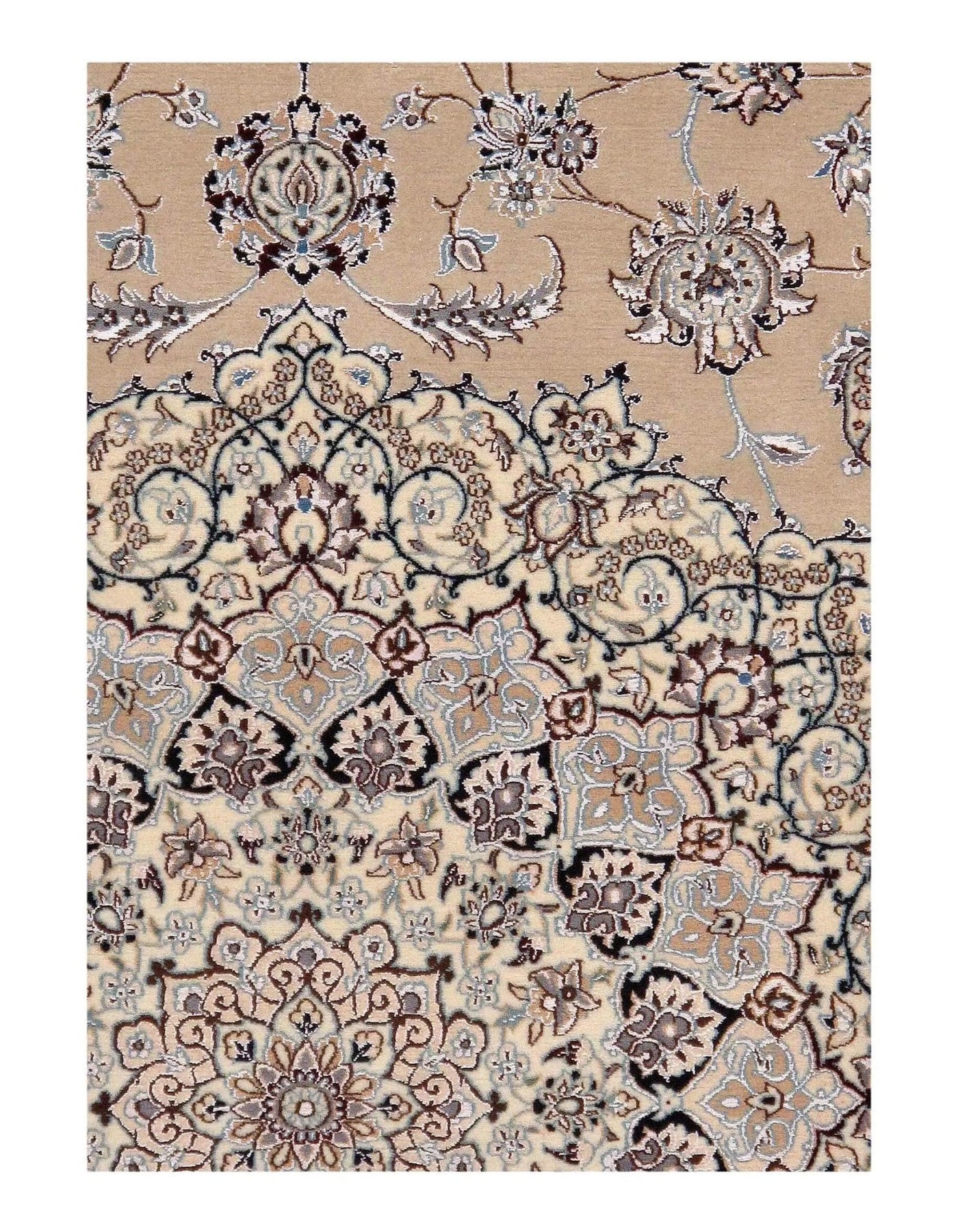 Canvello Beige Silkroad Nain silk & wool 6 LA Rug - 9'11"x13'11" - Canvello