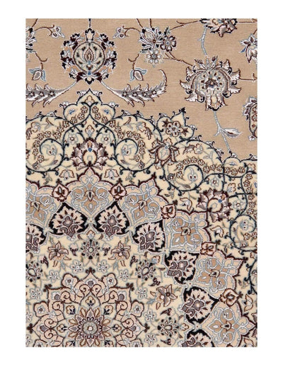 Canvello Beige Silkroad Nain silk & wool 6 LA Rug - 9'11"x13'11" - Canvello