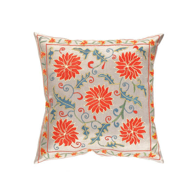 Canvello Beige Suzani Turkish Pillows - TS 202 - Canvello