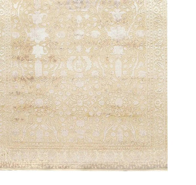 Canvello Beige Tabriz Silk & Wool Rug - 6'7" X 10' - Canvello