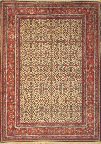 Canvello Beige Turkey Hereke Rug | 4'1'' X 5'10'' - Canvello