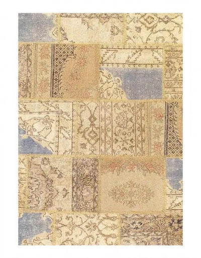 Canvello Beige Turkish Patchwork Area Rug 6' X 9' - Canvello